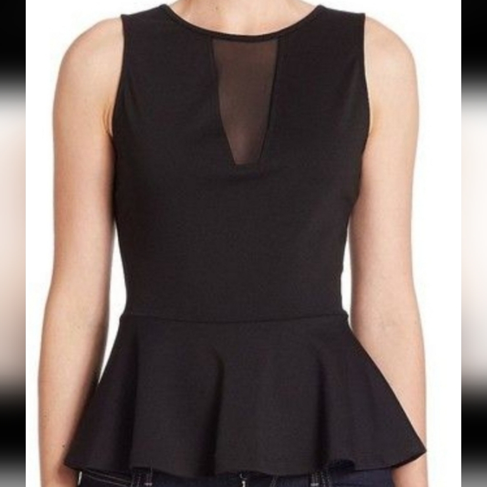 Womens Black Sleeveless Peplum Top -Sz L